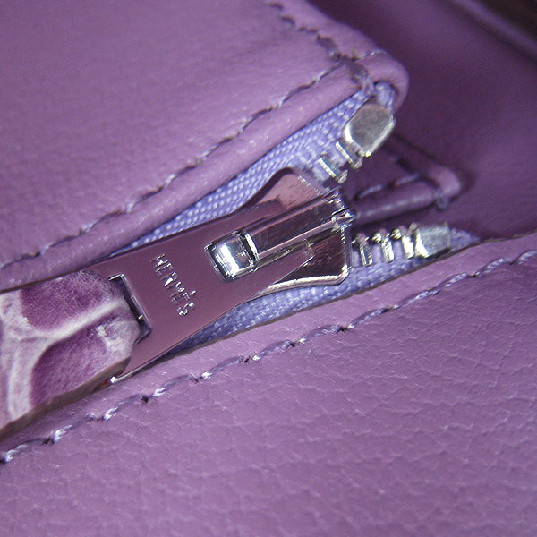 Replica Hermes Birkin 30CM Crocodile Head Veins Bag Purple 6088 On Sale